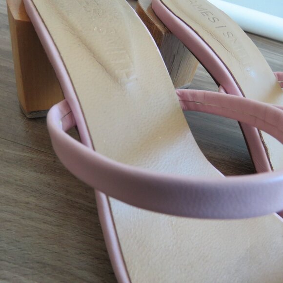 JAMES SMITH Sirenuse Strappy Leather Sandals Wood Block Heel Pastel Pink - Picture 10 of 16